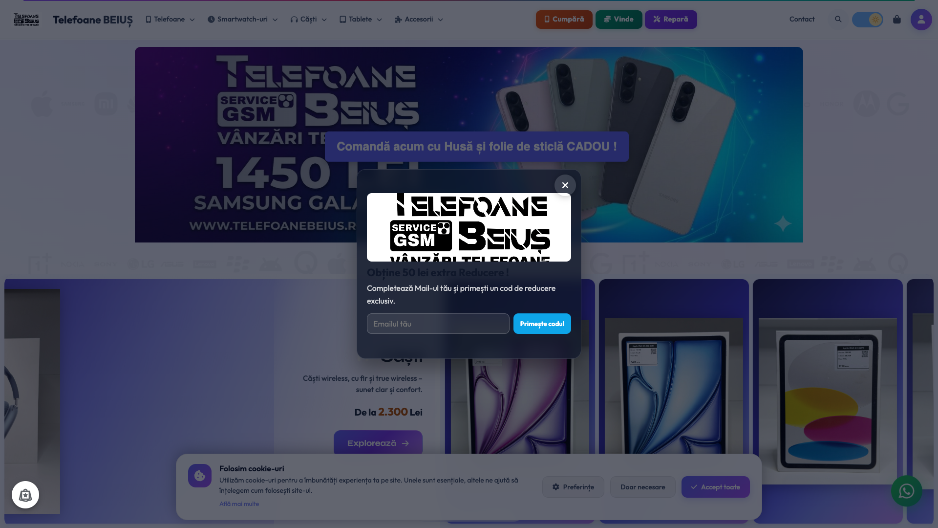Captură ecran Telefoane Beiuș — site live